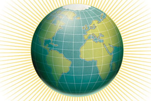 Earth bathed in sunlight