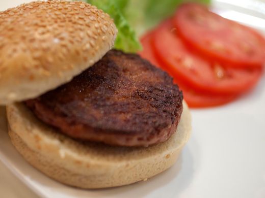 Lab-made beef hamburger