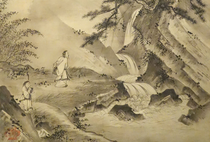 Li Bai viewing the waterfall at Mt. Lu