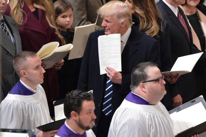 Trump in a church